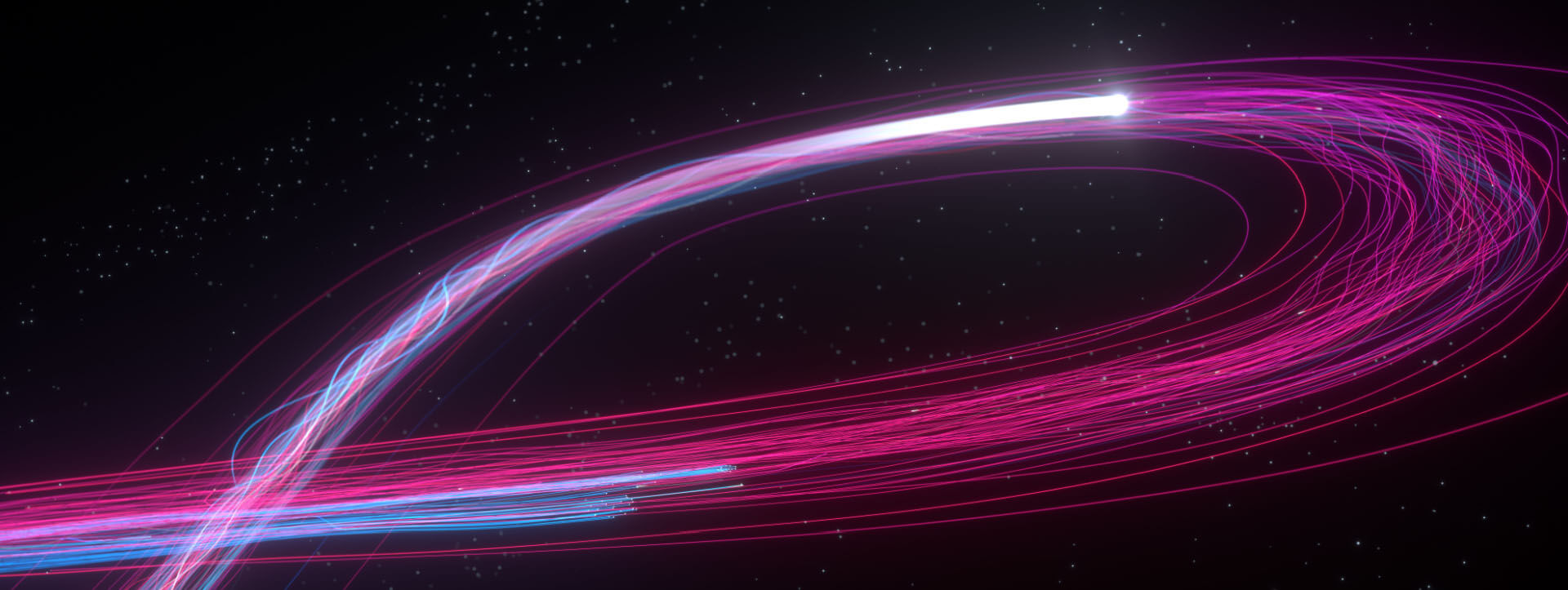 Abstract light trails on a dark background.