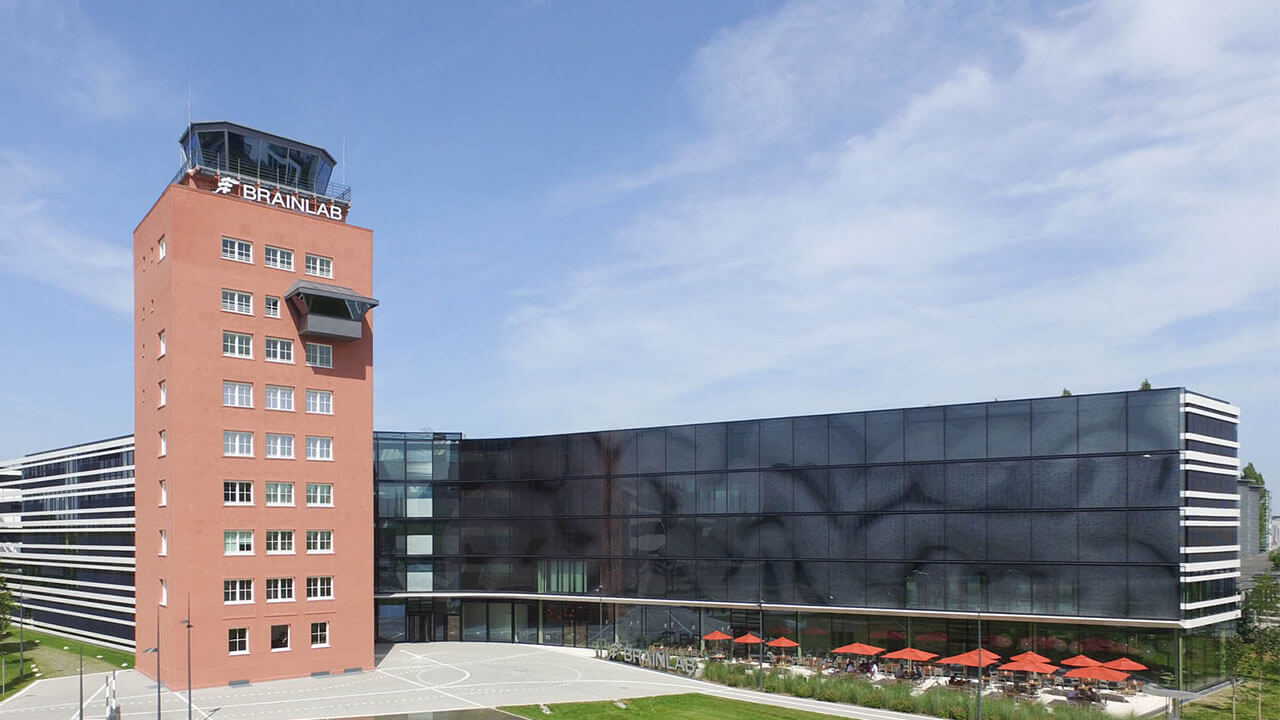 Exterior view of the Brainlab headquarters building.