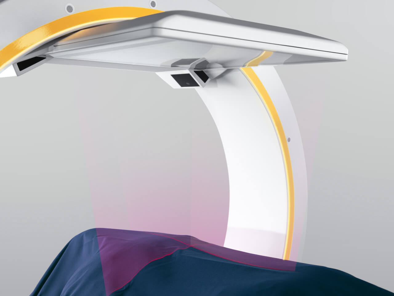 Loop-X mobile imaging robot scanning with visible scanning beams.