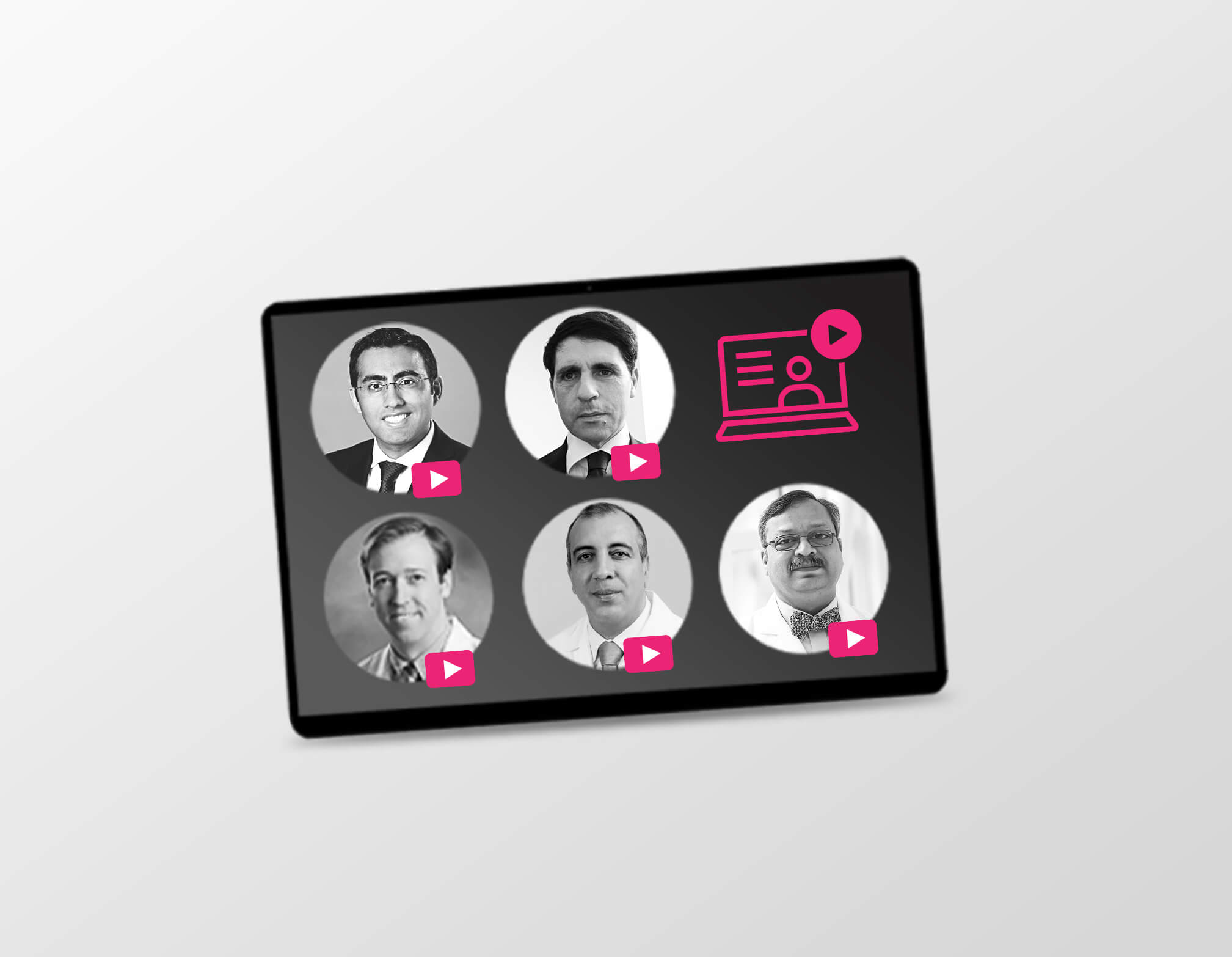 Screenshot of five expert speakers for the stereotactic radiosurgery masterclass.