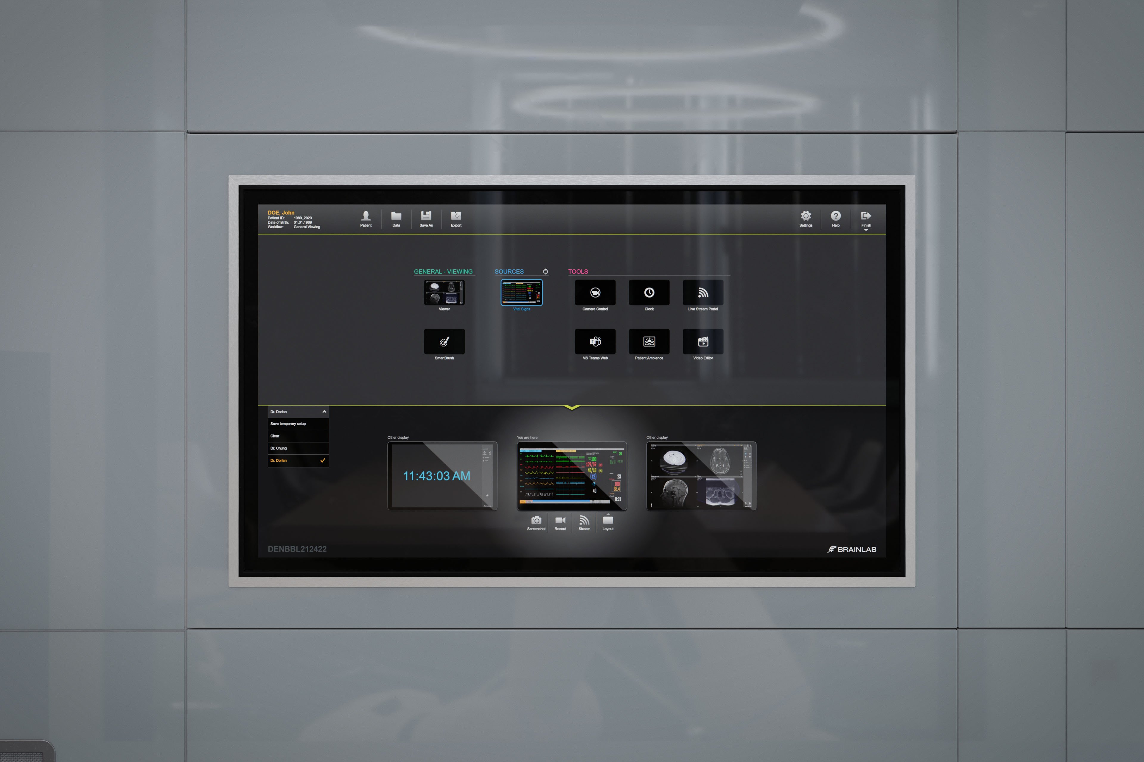 Buzz: Next-Generation OR Integration Platform - With Design Frame, View from Behind Glass