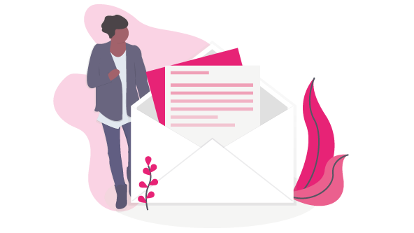 Opened thank you envelope for signing up for the newsletter